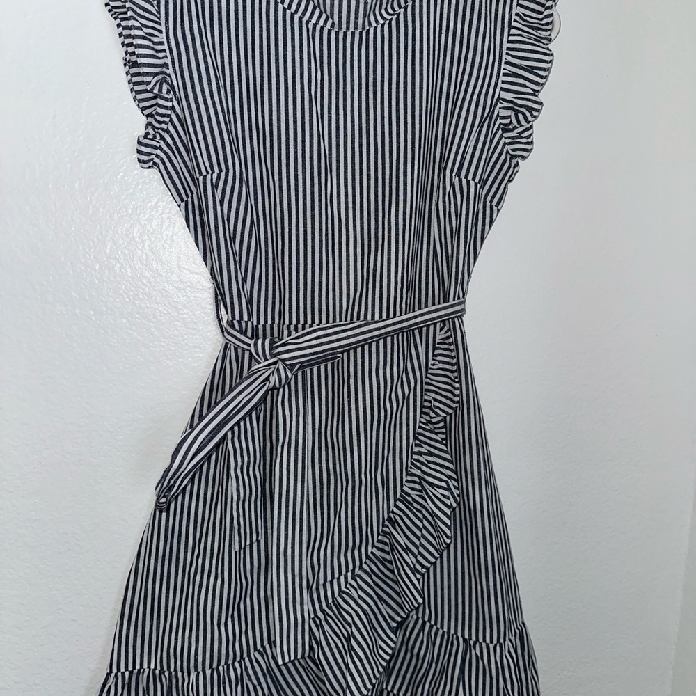 Everly Black and White Striped Midi Dress